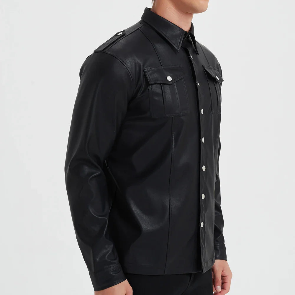 LUCA | Long-sleeve top in faux leather - Liora Melbourne