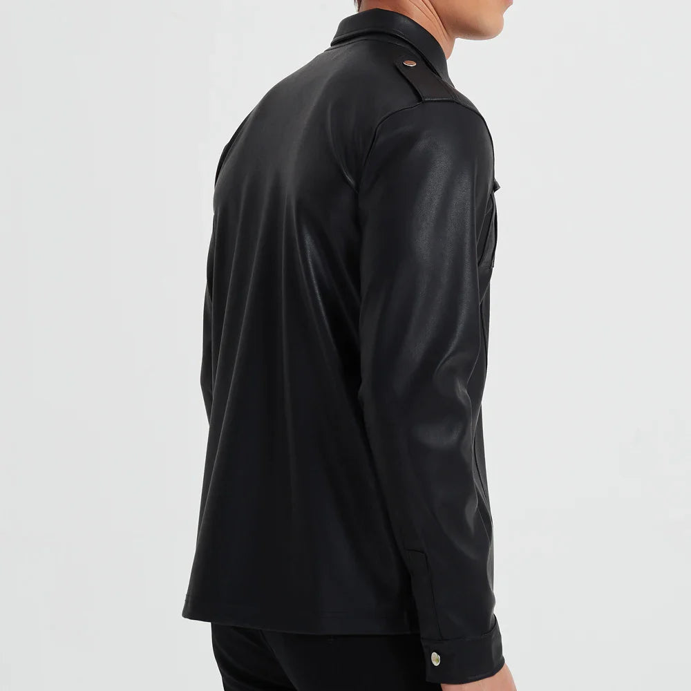 LUCA | Long-sleeve top in faux leather - Liora Melbourne