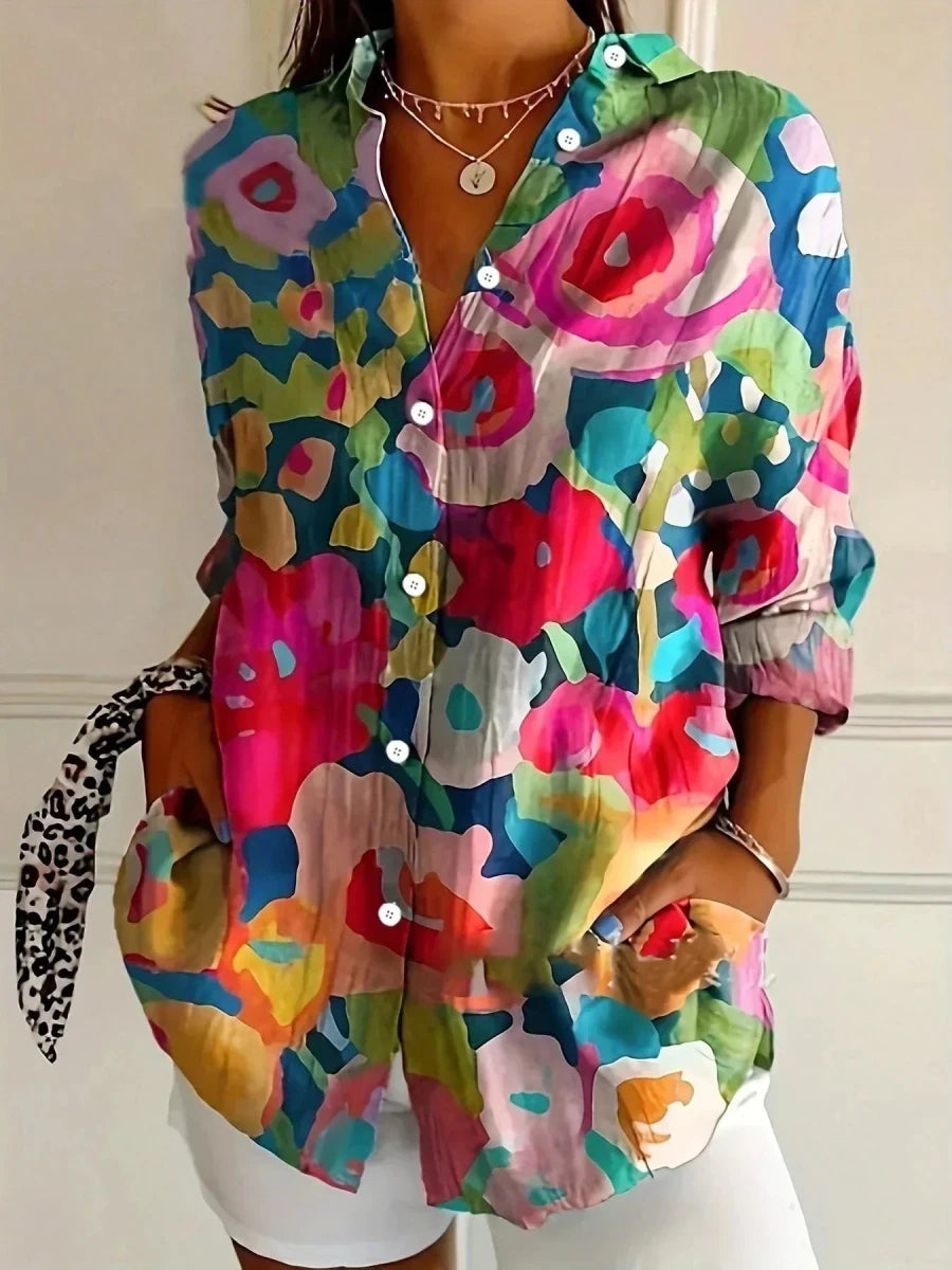 RINA | Blouse with colourful print - Liora Melbourne