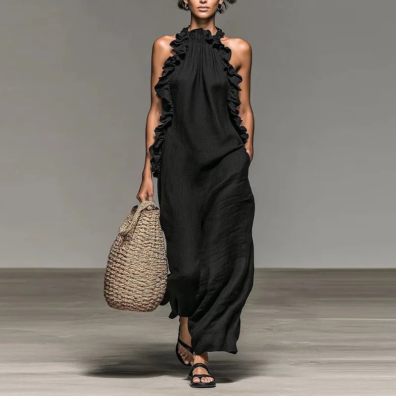 AURELIA | Maxi dress with ruffle halter neckline - Liora Melbourne