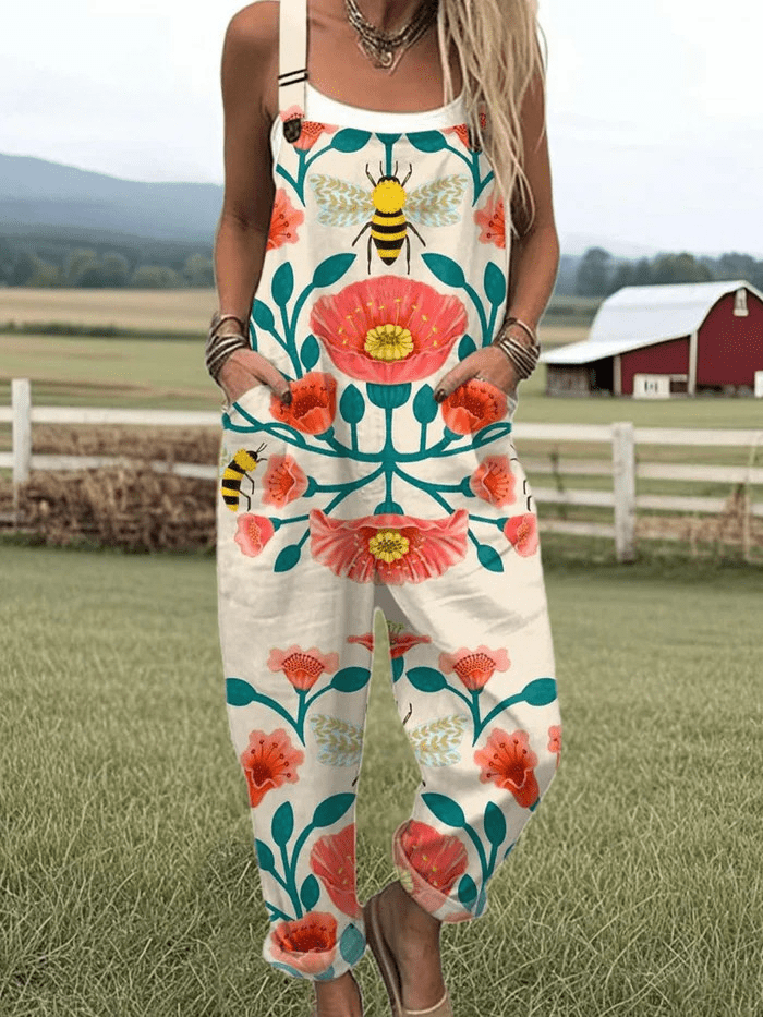 HOLLY | Jumpsuit with bee and floral print - Liora Melbourne
