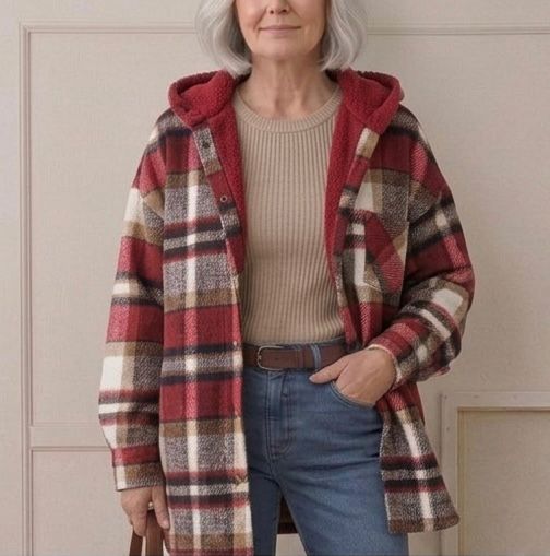 PIPER | Hooded shacket with flannel fabric - Liora Melbourne