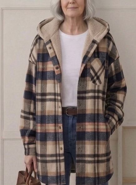 PIPER | Hooded shacket with flannel fabric - Liora Melbourne