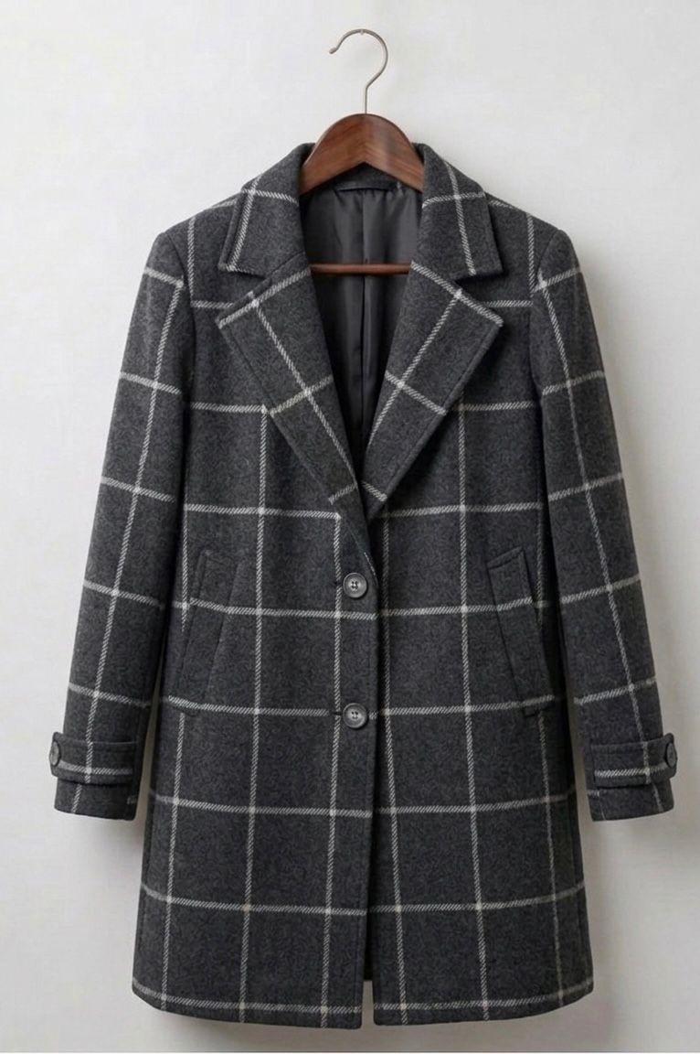 MARGARET | Long-line coat with heritage tweed - Liora Melbourne