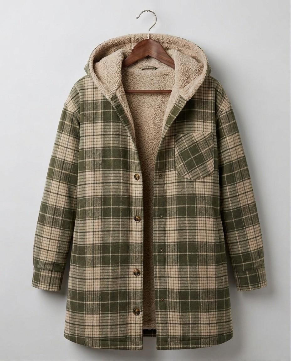 PIPER | Hooded shacket with flannel fabric - Liora Melbourne