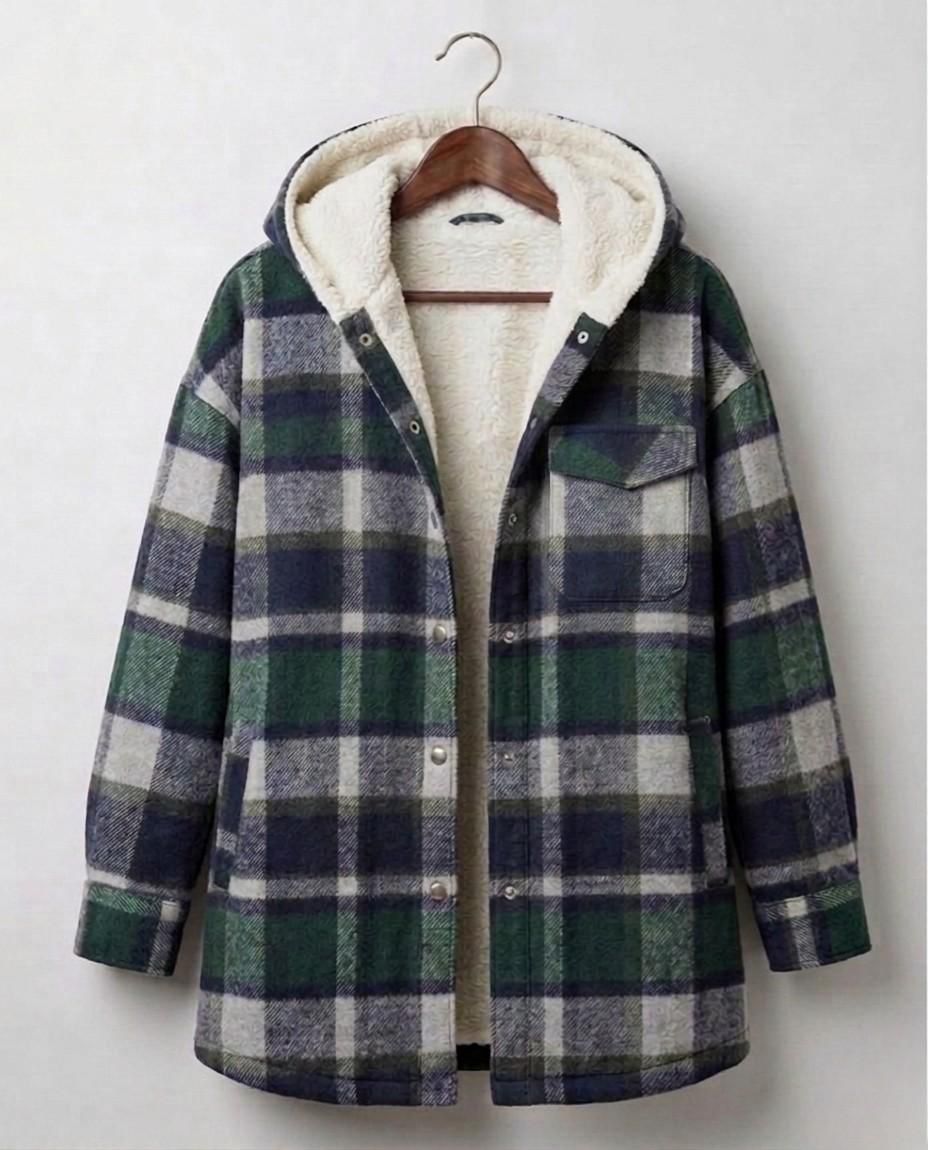 PIPER | Hooded shacket with flannel fabric - Liora Melbourne