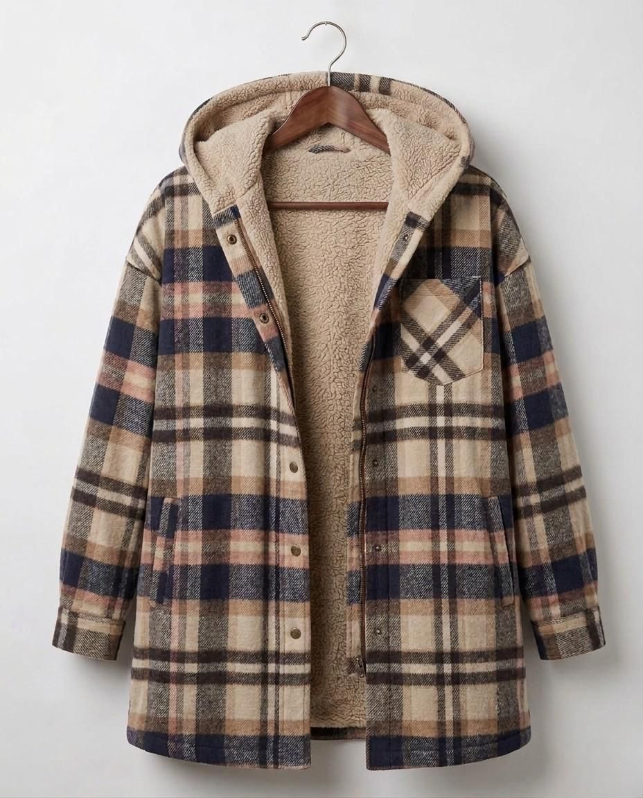 PIPER | Hooded shacket with flannel fabric - Liora Melbourne