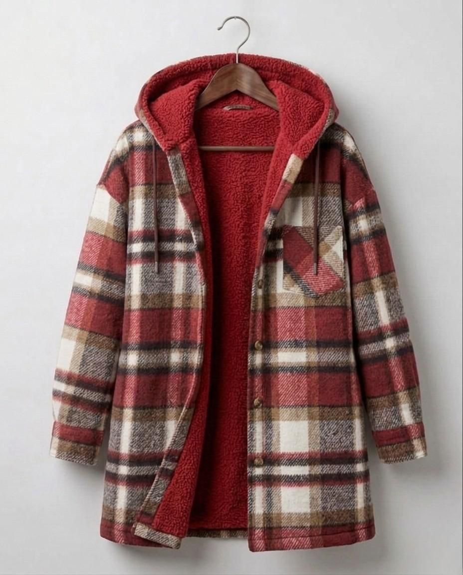 PIPER | Hooded shacket with flannel fabric - Liora Melbourne