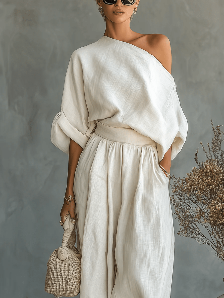 ELEONORA | Two-piece set with one-shoulder top - Liora Melbourne