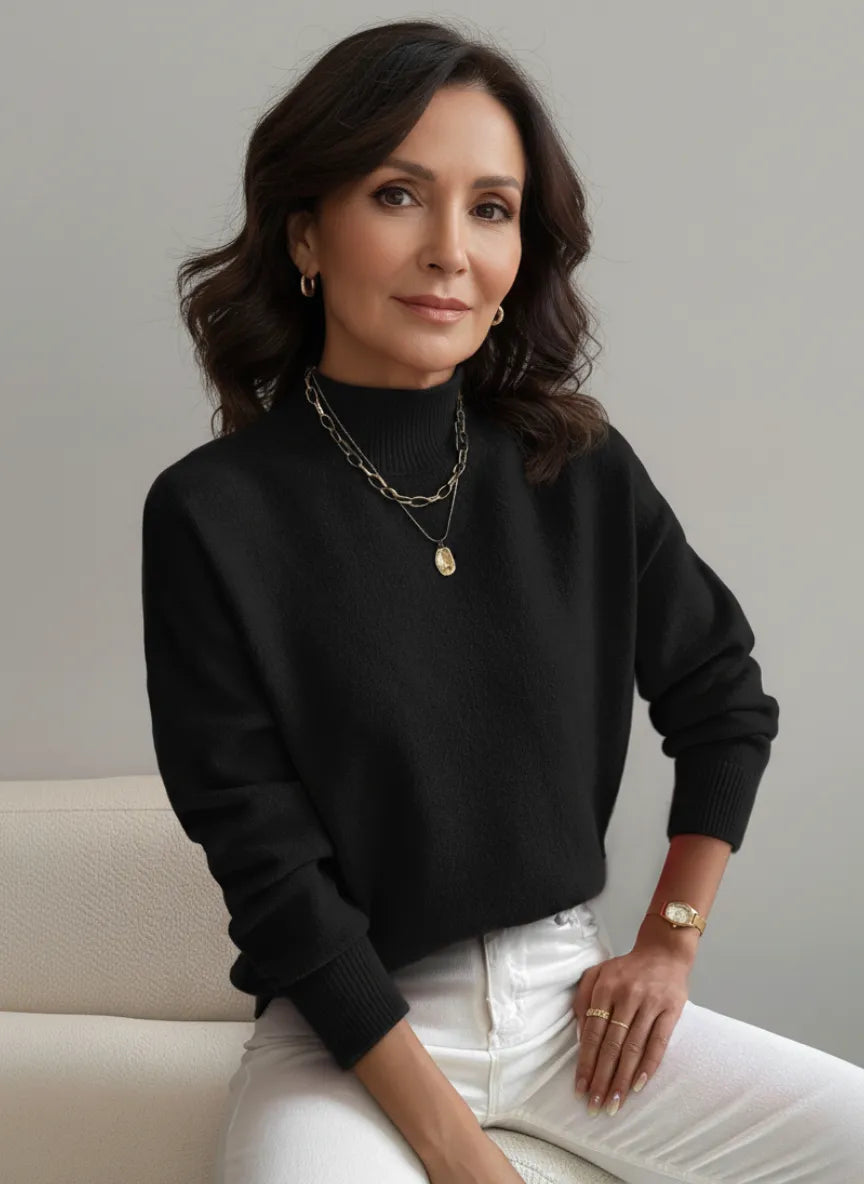 ELEANOR | Polo neck jumper with ribbed cuffs - Liora Melbourne