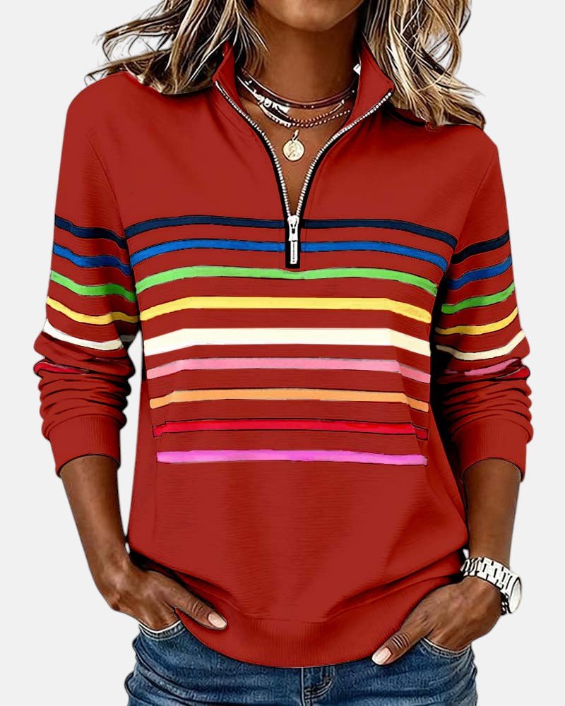 WREN | Zip sweatshirt with rainbow stripes - Liora Melbourne