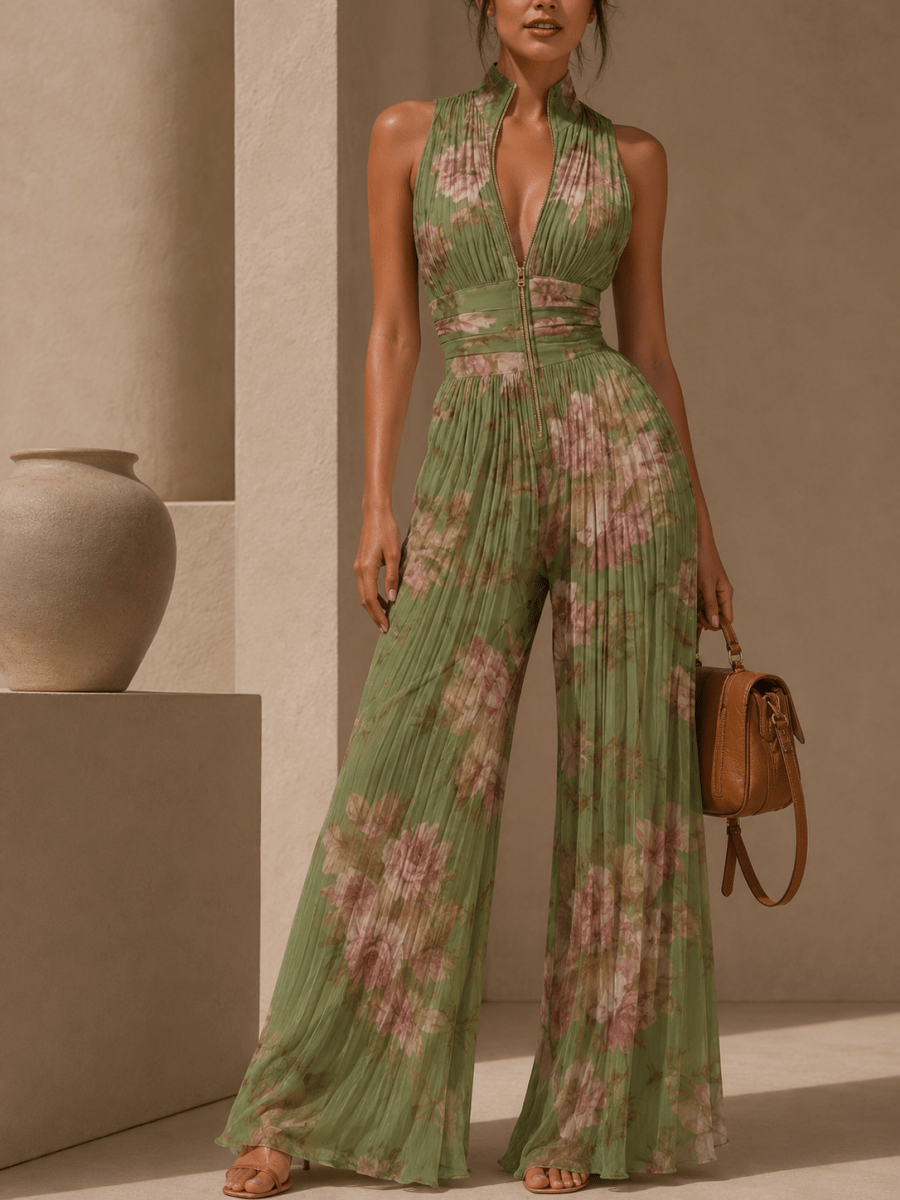 CAELIA | Wide-leg jumpsuit with pleated front - Liora Melbourne