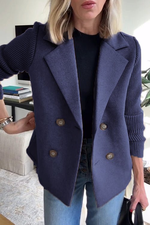 CAMRYN | Blazer with contrast knit sleeves - Liora Melbourne