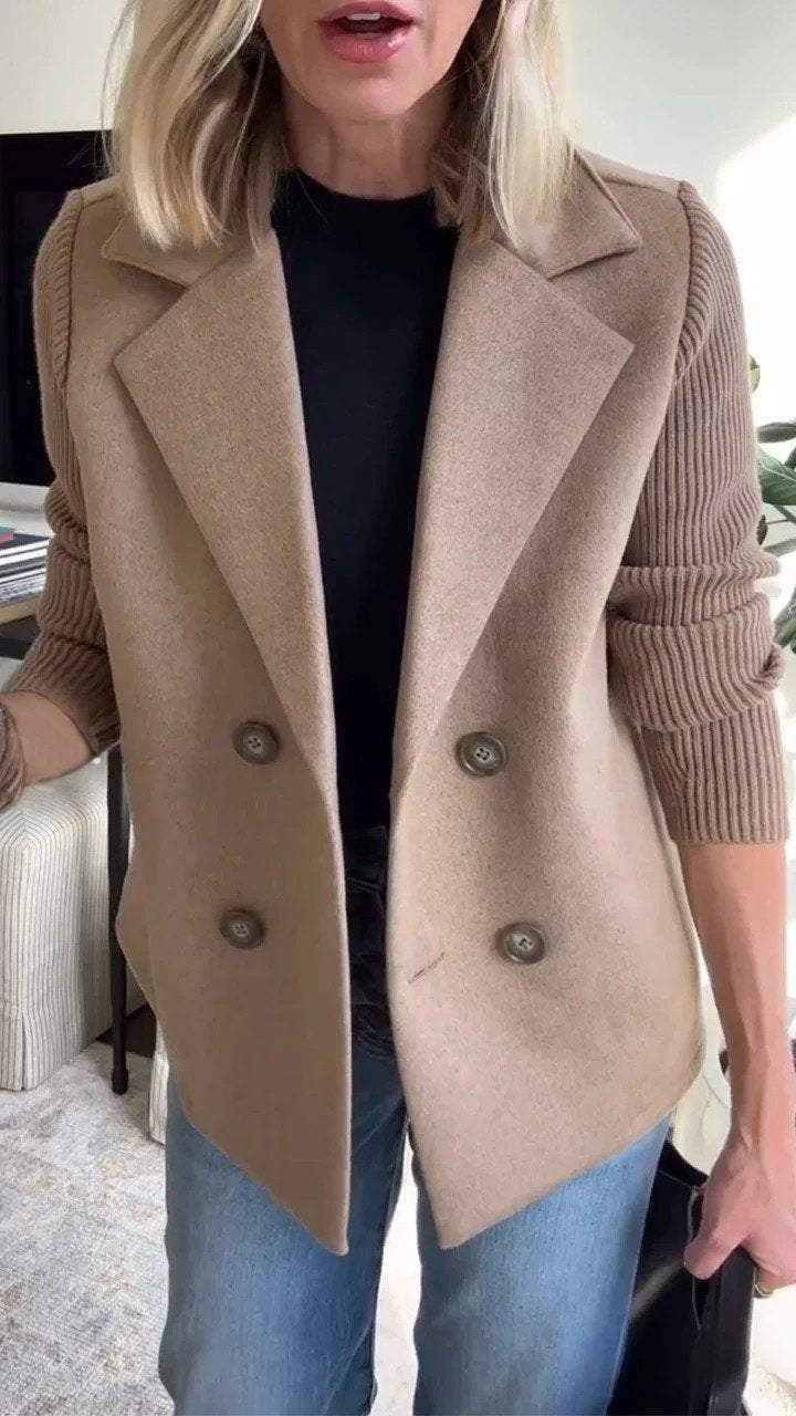 CAMRYN | Blazer with contrast knit sleeves - Liora Melbourne