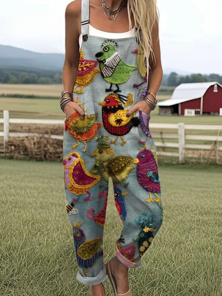 PHOEBE | Jumpsuit with embroidered bird patches - Liora Melbourne