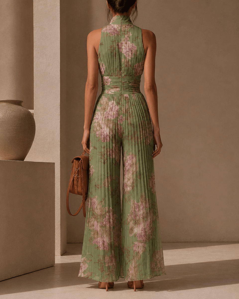 CAELIA | Wide-leg jumpsuit with pleated front - Liora Melbourne