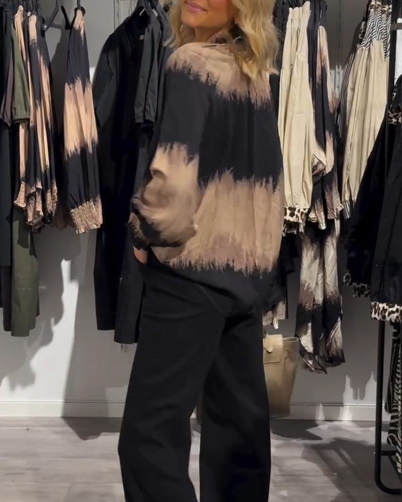 JAMIE | Blouse with colourblock V-neck - Liora Melbourne