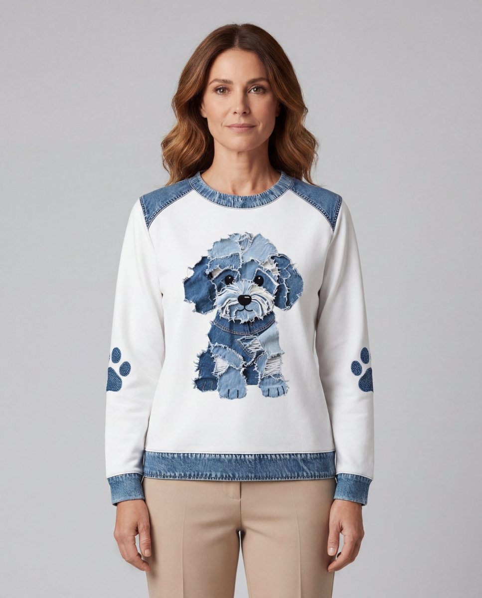 BILLIE | Sweatshirt with patchwork denim print - Liora Melbourne