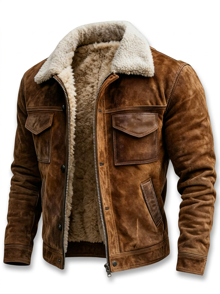 CALEB | Sherpa-lined leather jacket - Liora Melbourne