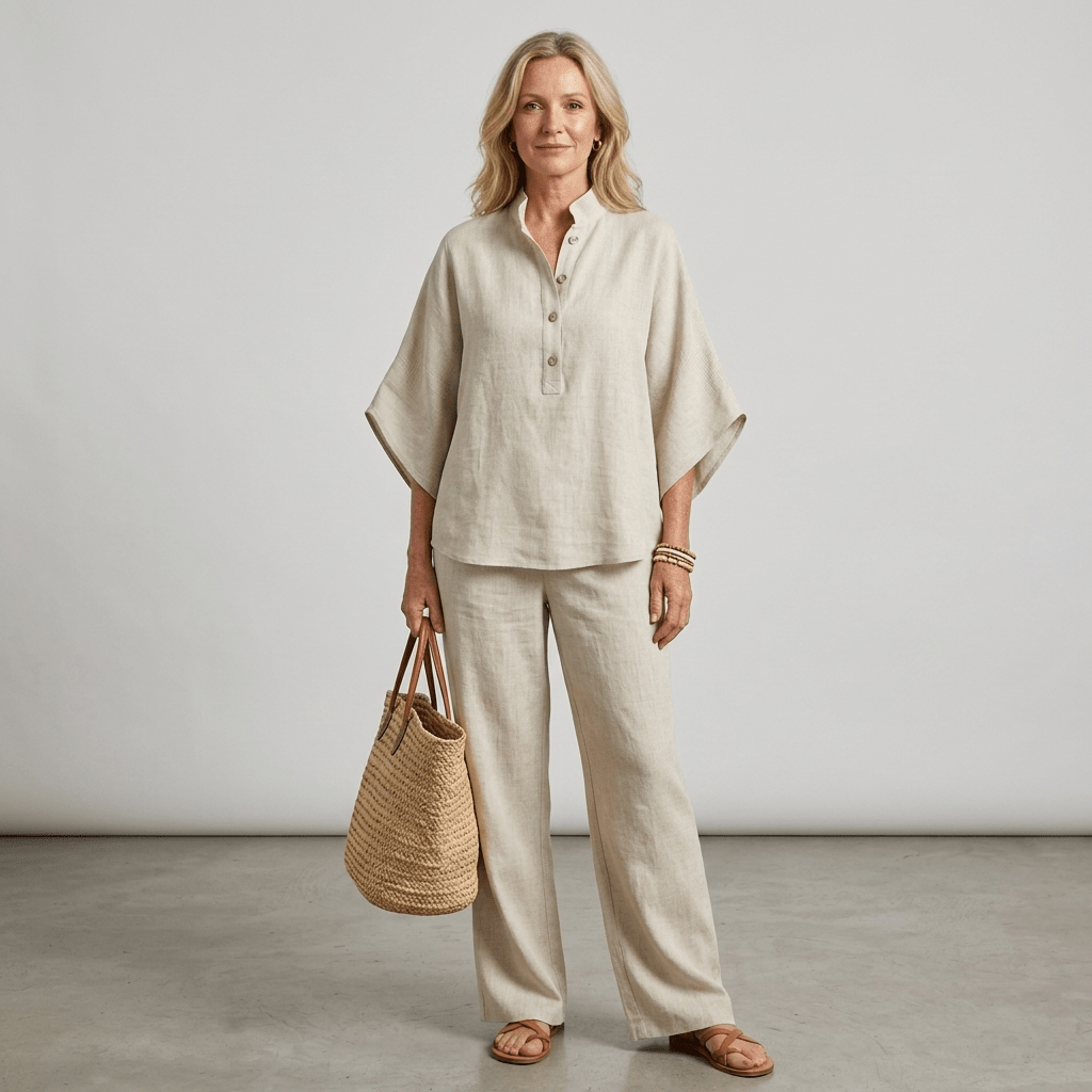 CALLIOPE | Set with wide-sleeve button-up top - Liora Melbourne