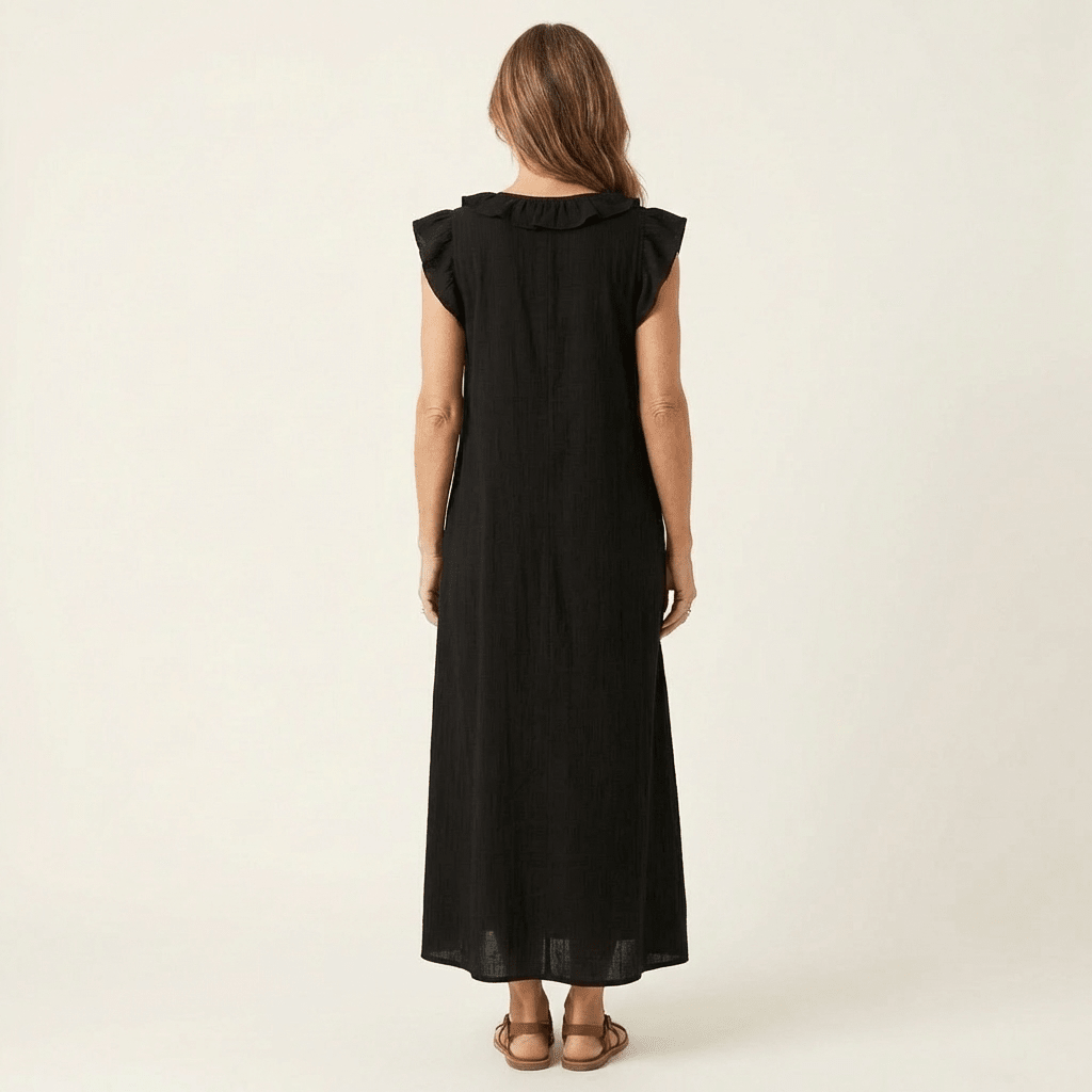 JOSETTE | Maxi dress with ruffle V-neck - Liora Melbourne
