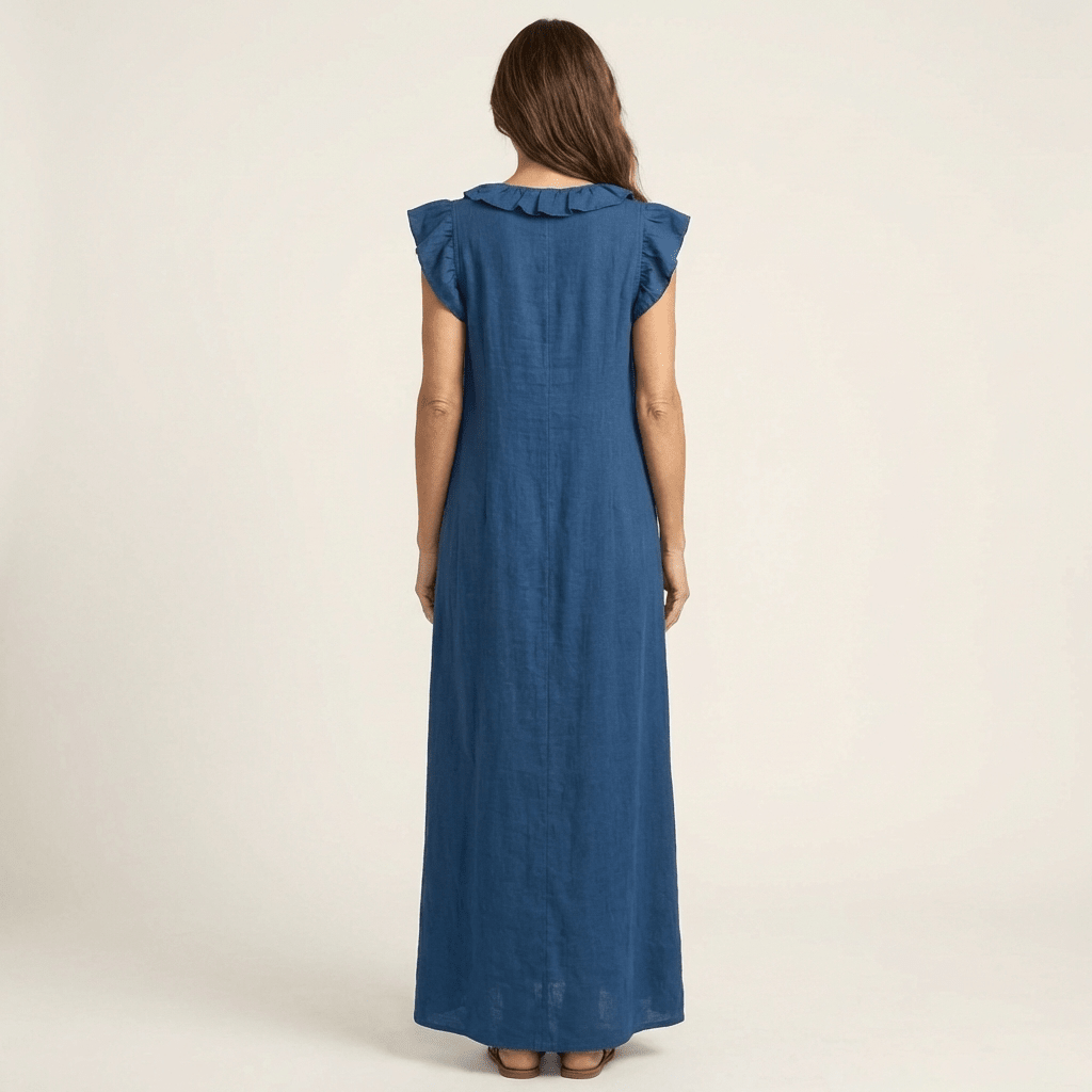 JOSETTE | Maxi dress with ruffle V-neck - Liora Melbourne
