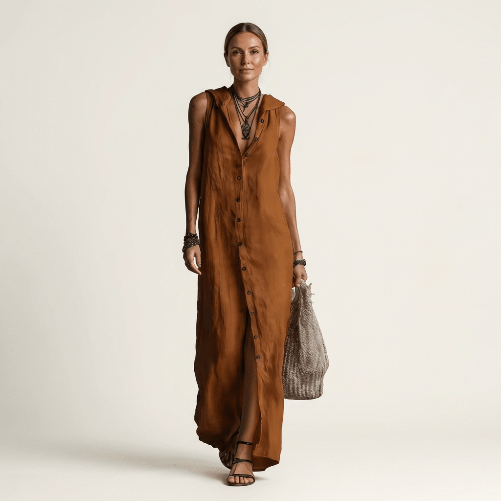 MIRABELL | Maxi dress with hooded collar - Liora Melbourne