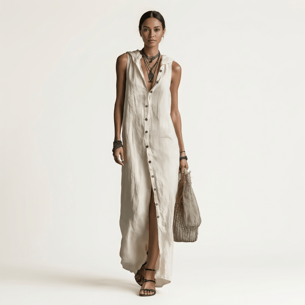 MIRABELL | Maxi dress with hooded collar - Liora Melbourne