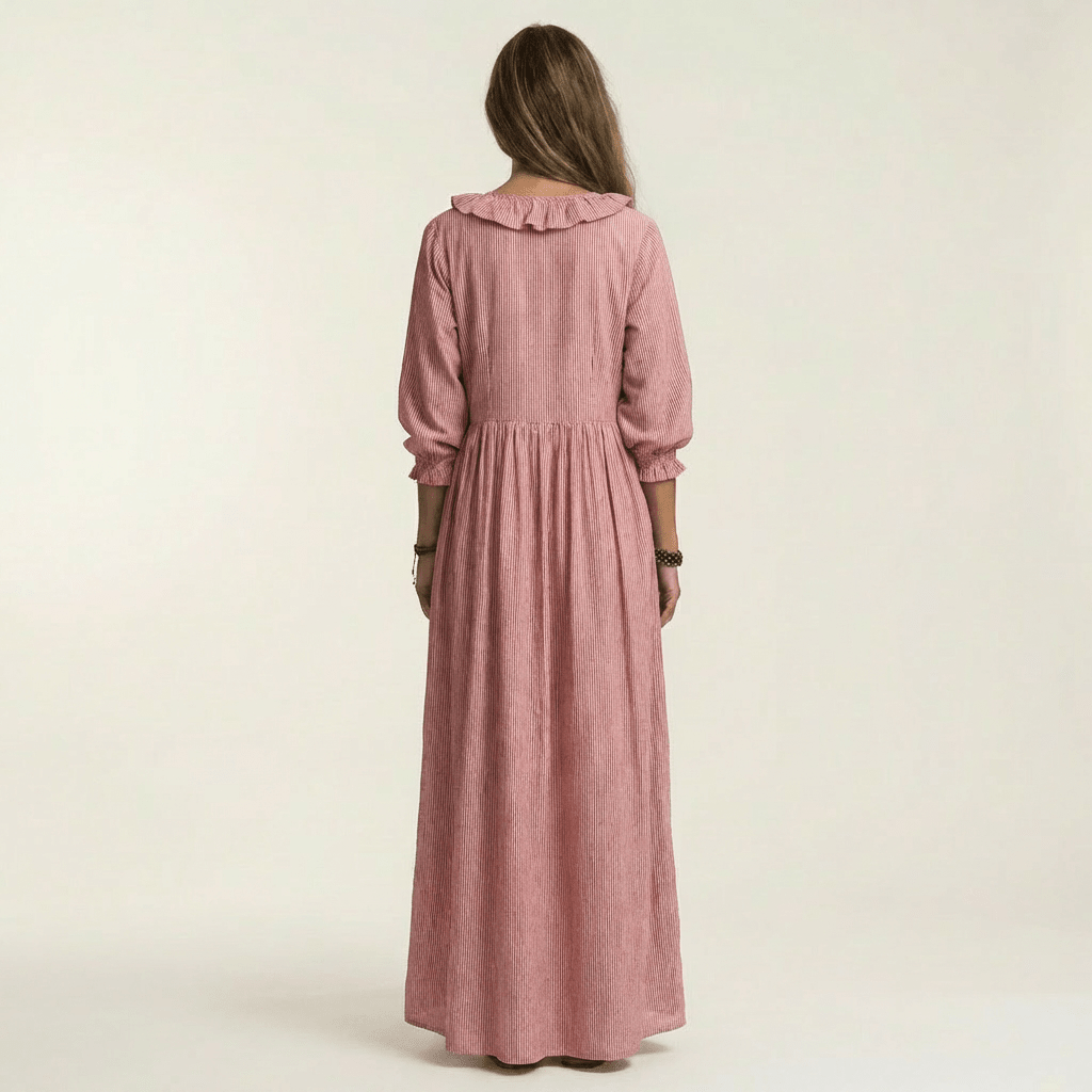 YOSETTA | Maxi dress with ruffle V-neck - Liora Melbourne
