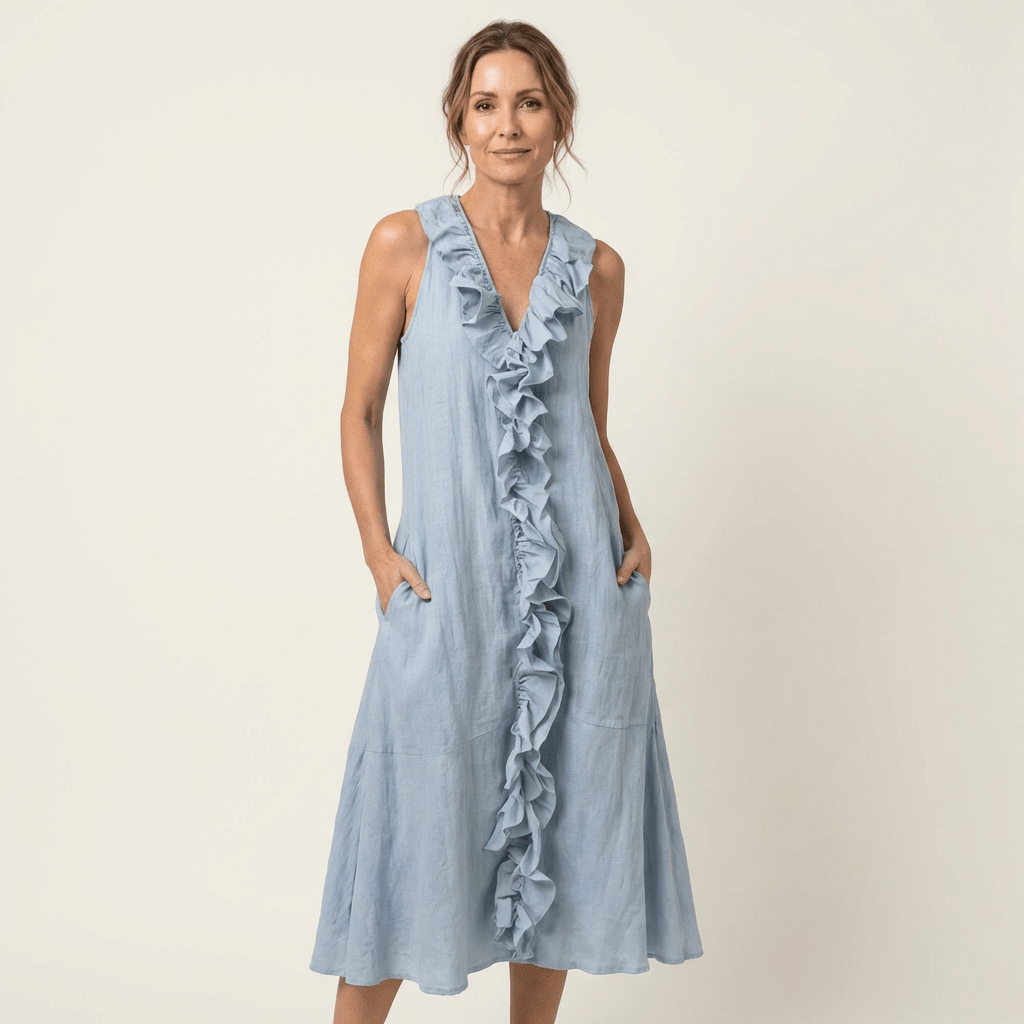 VICKY | Maxi dress with front ruffle - Liora Melbourne