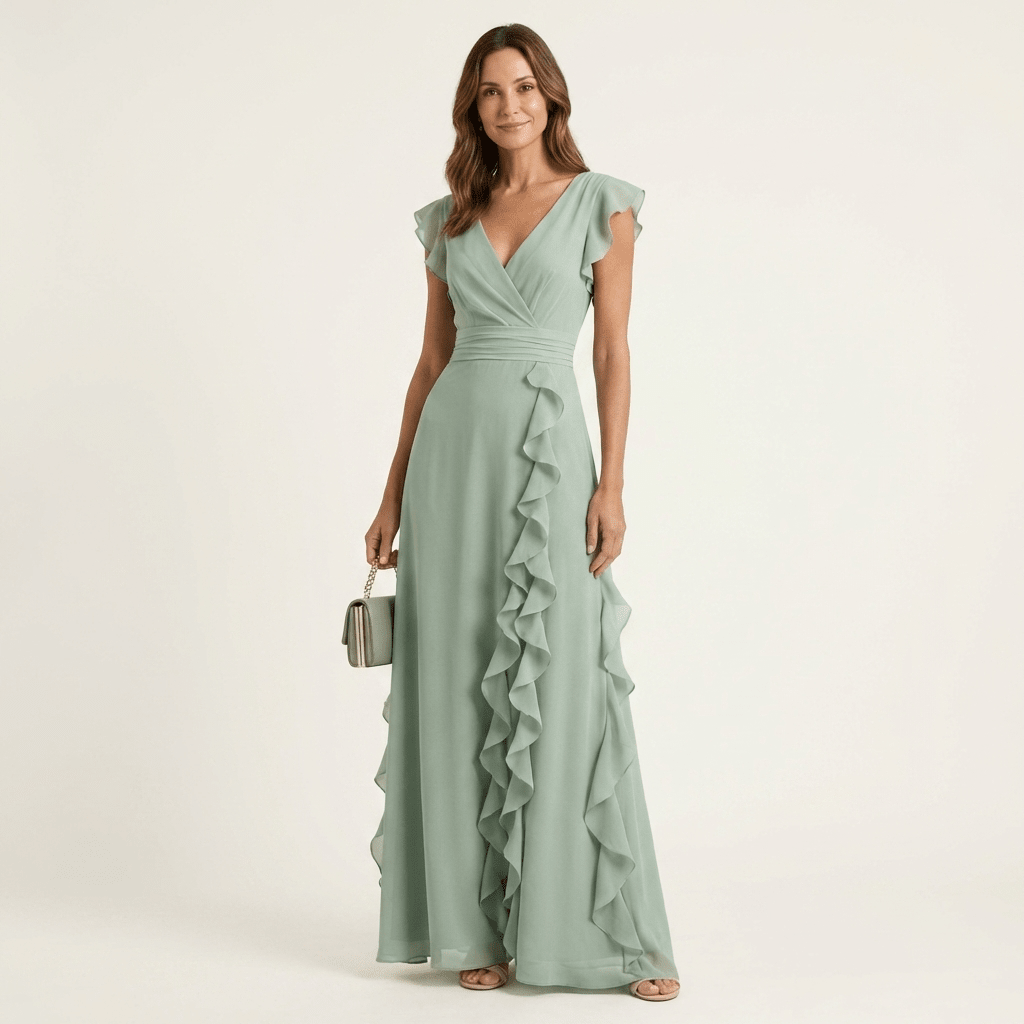 NELLYANA | Maxi dress with cascading ruffle - Liora Melbourne