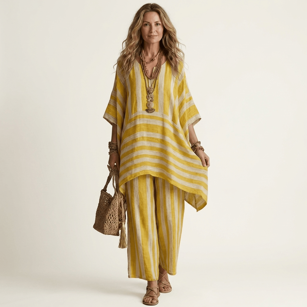 KIARA | Two-piece set with wide-leg striped pants - Liora Melbourne