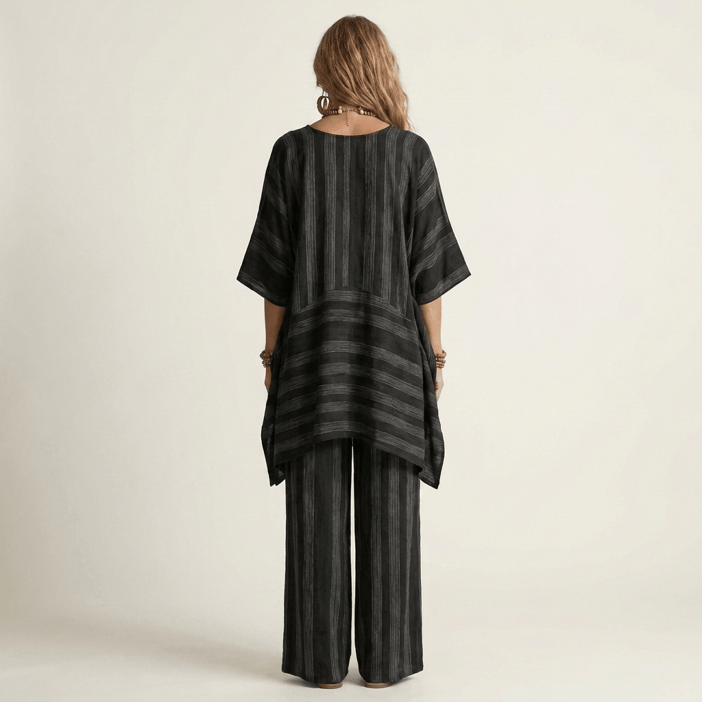 KIARA | Two-piece set with wide-leg striped pants - Liora Melbourne