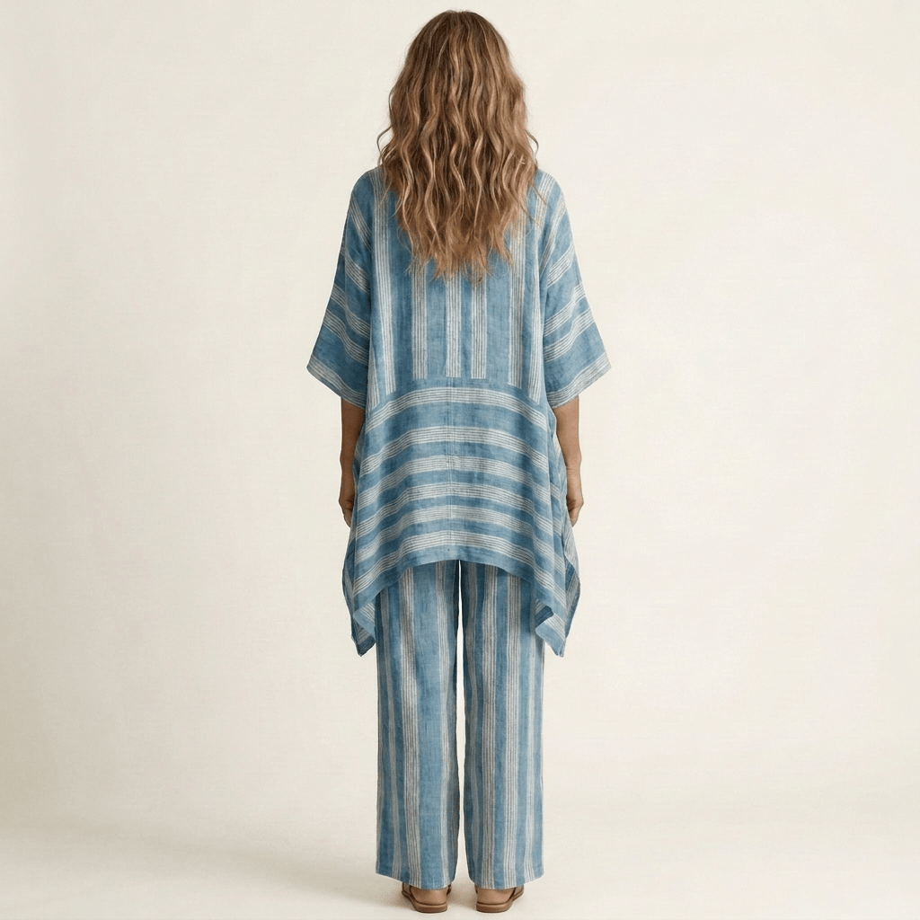 KIARA | Two-piece set with wide-leg striped pants - Liora Melbourne