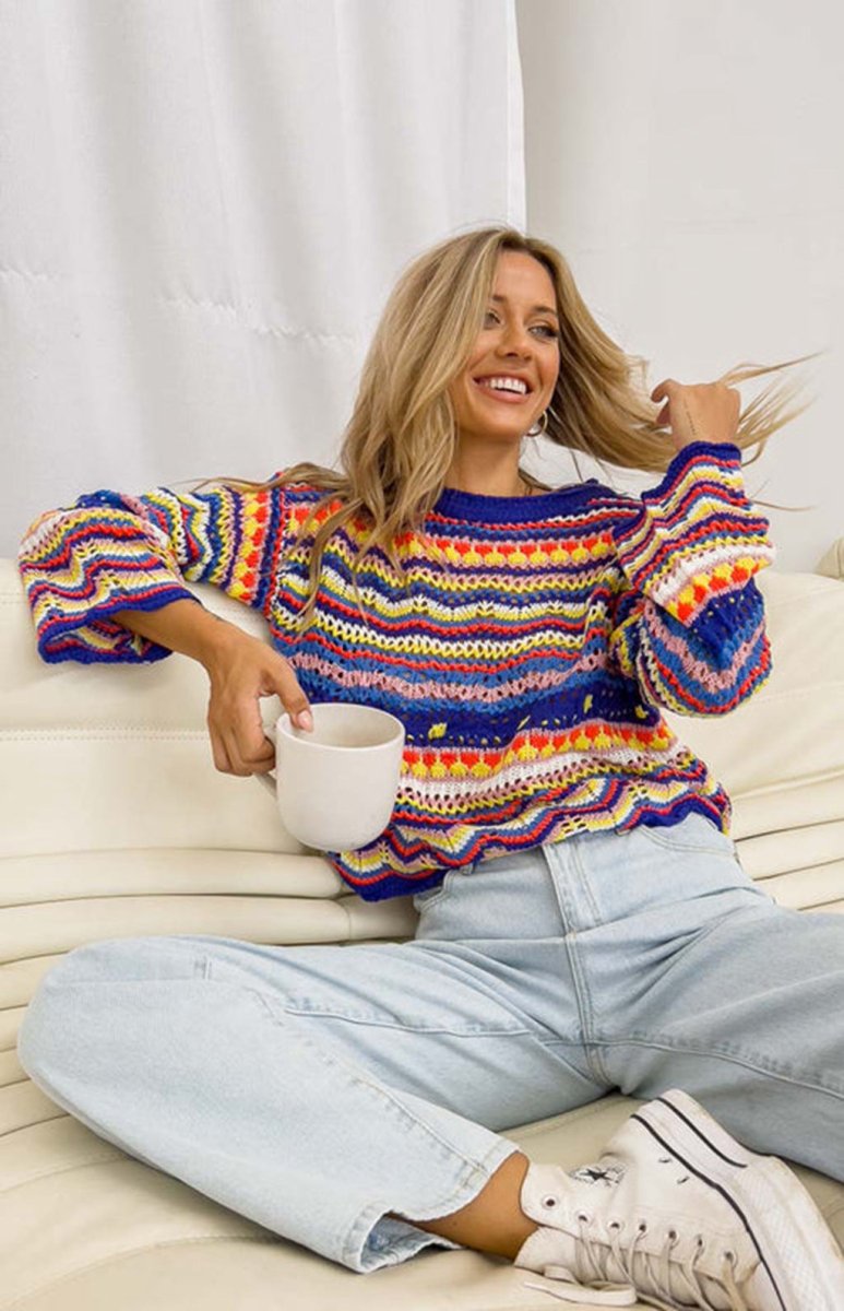 ZARA | Knitted jumper with colour-block detail - Liora Melbourne