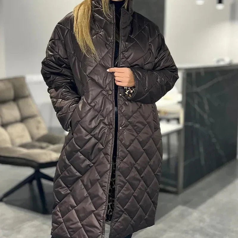 BRIAR | Long coat with diamond quilting - Liora Melbourne