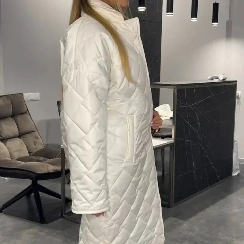 BRIAR | Long coat with diamond quilting - Liora Melbourne