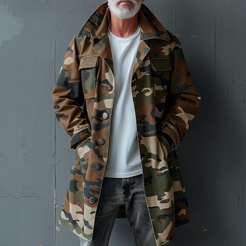 RONAN | Trench coat with camouflage print - Liora Melbourne