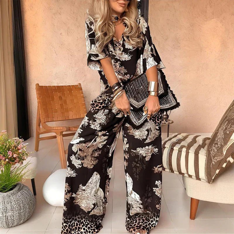 TASHA | Set with wide-leg printed pants - Liora Melbourne