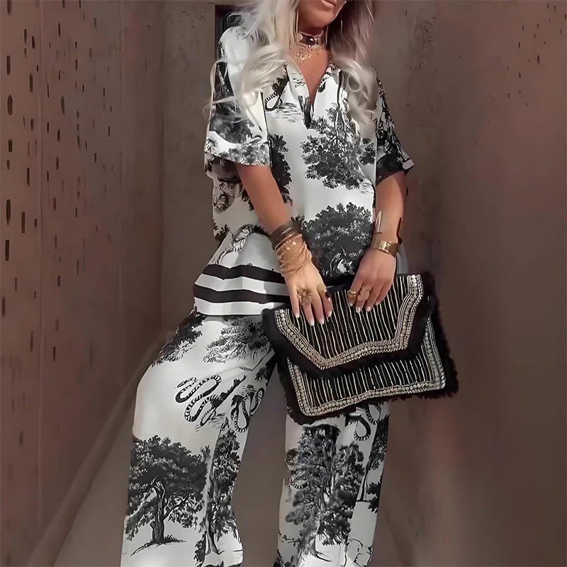 TASHA | Set with wide-leg printed pants - Liora Melbourne
