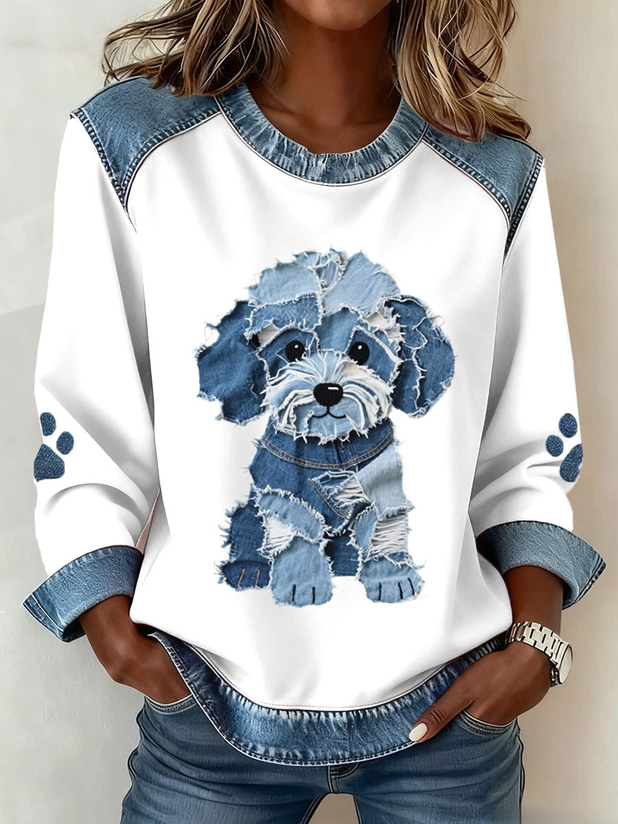 BILLIE | Sweatshirt with patchwork denim print - Liora Melbourne