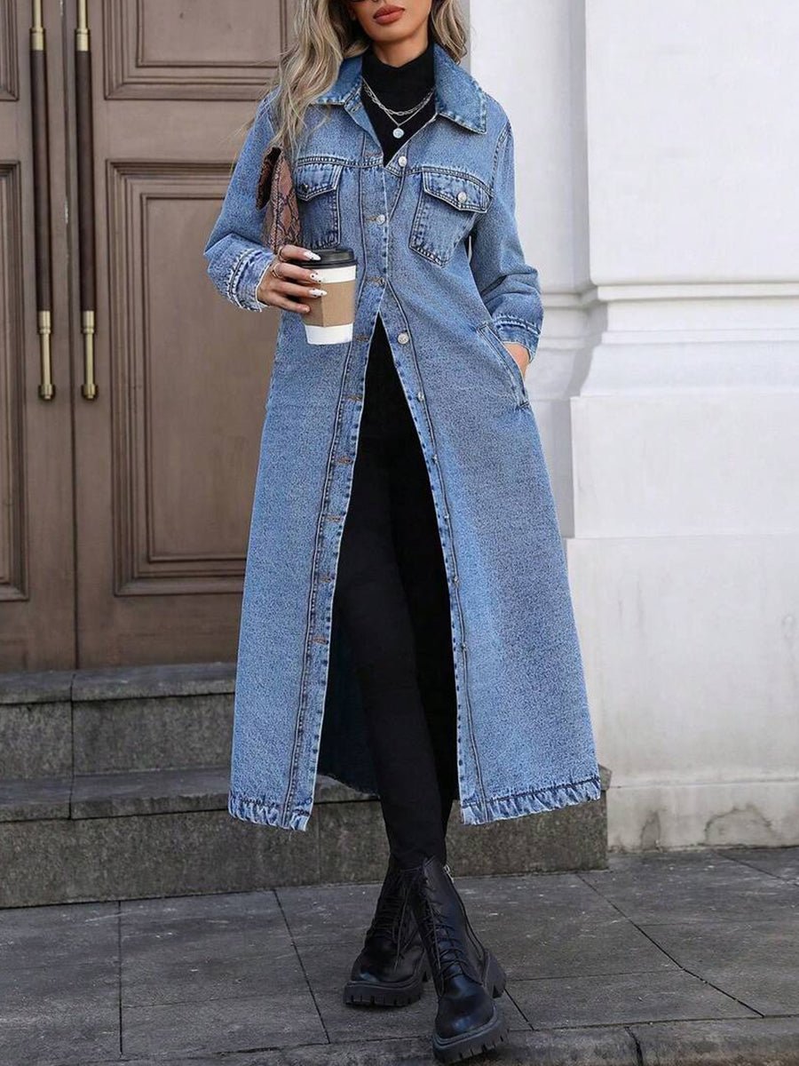 MARISOL | Long denim jacket with printed detail - Liora Melbourne
